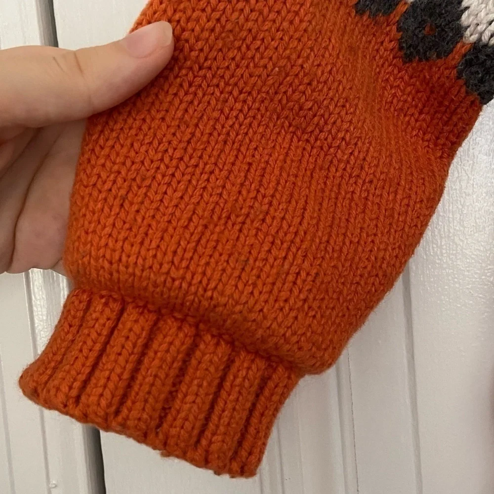 Janie And Jack Wool Cotton Blend Kids Knit Sweater Jacket Orange Gray Blue - Picture 4 of 14